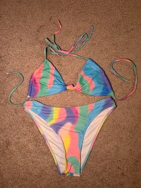 Rainbow Tie-Dye Bikini Set - Multicolor